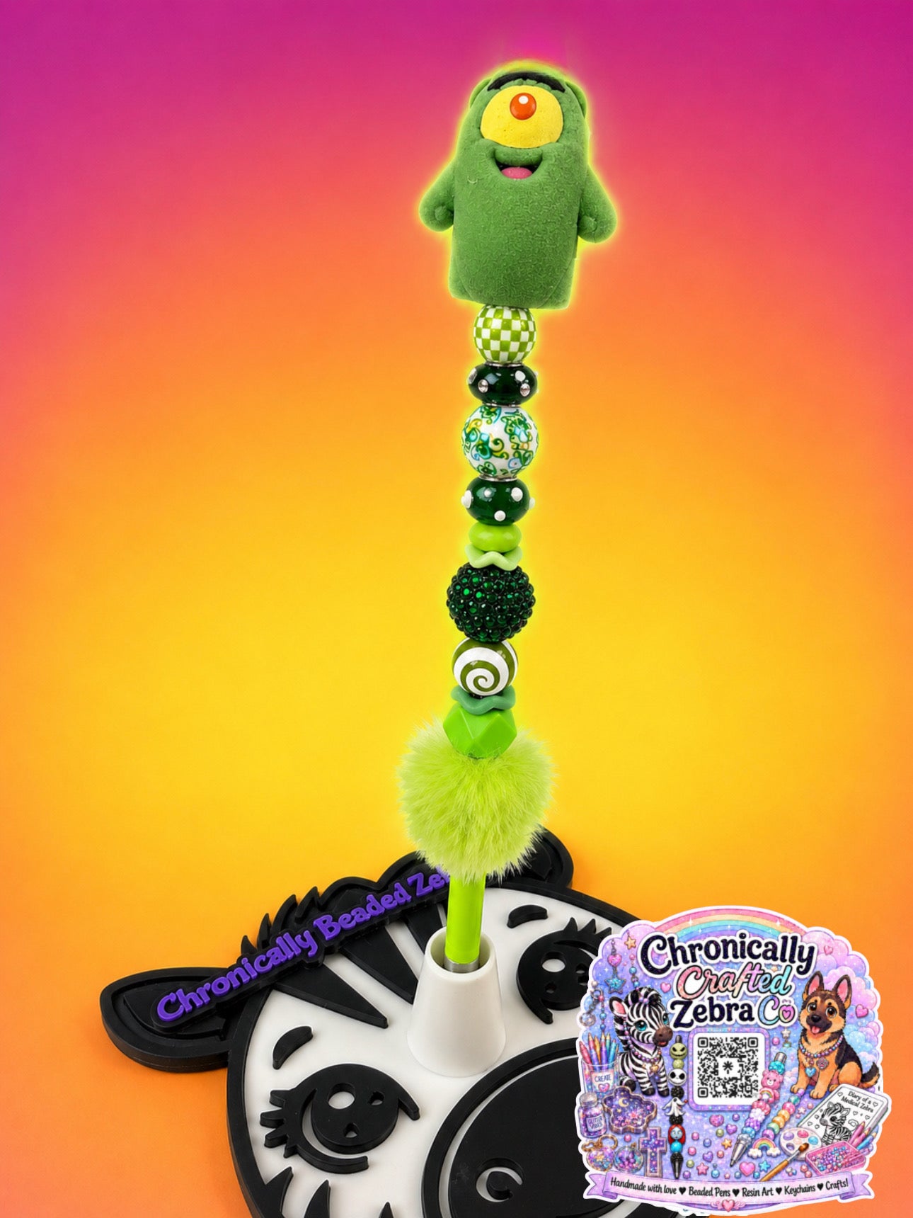 Plankton Character Flocked Topper Beaded Pen