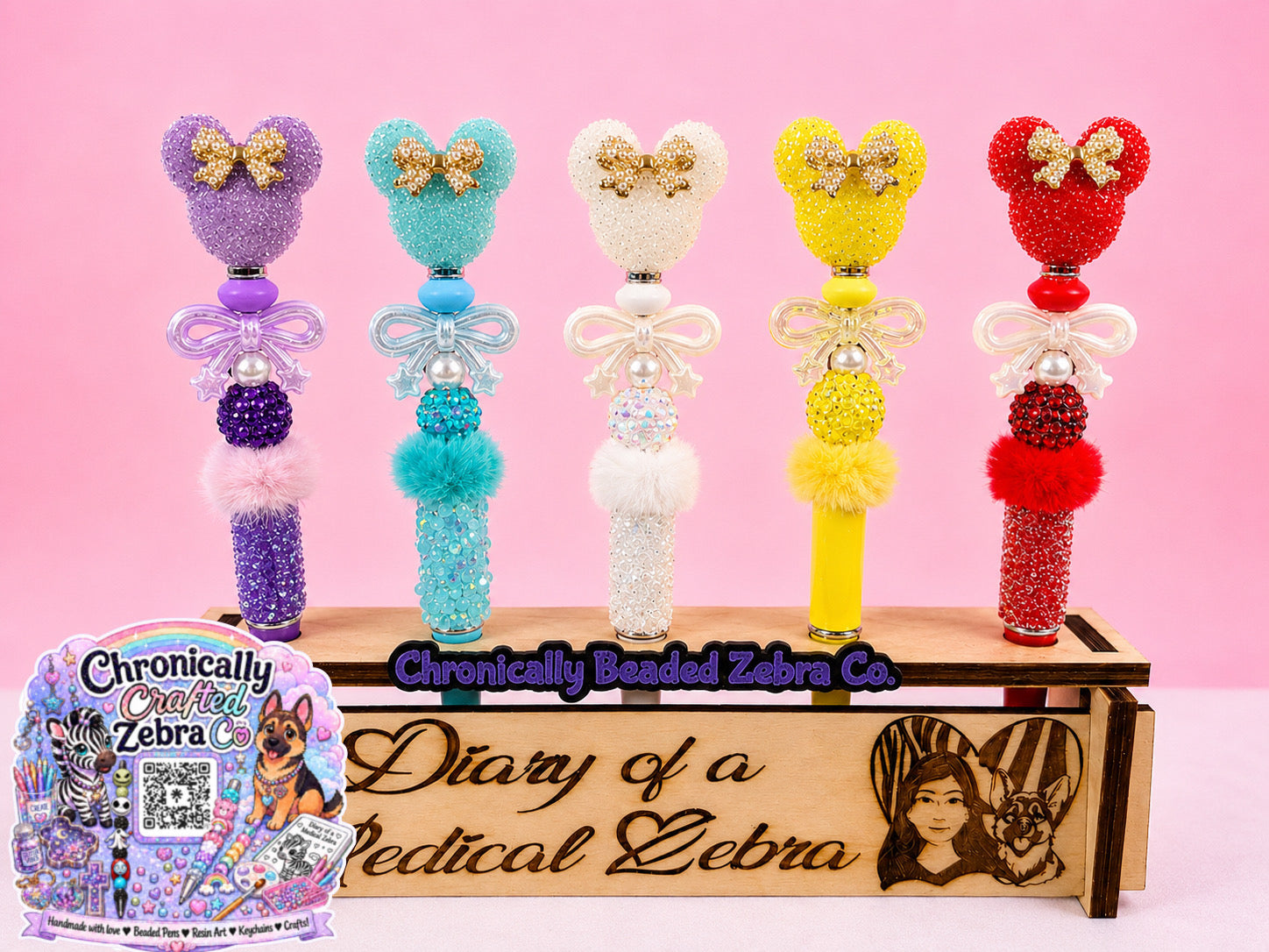 Sparkly Mouse Bow Beaded Pen | 5 Color Options