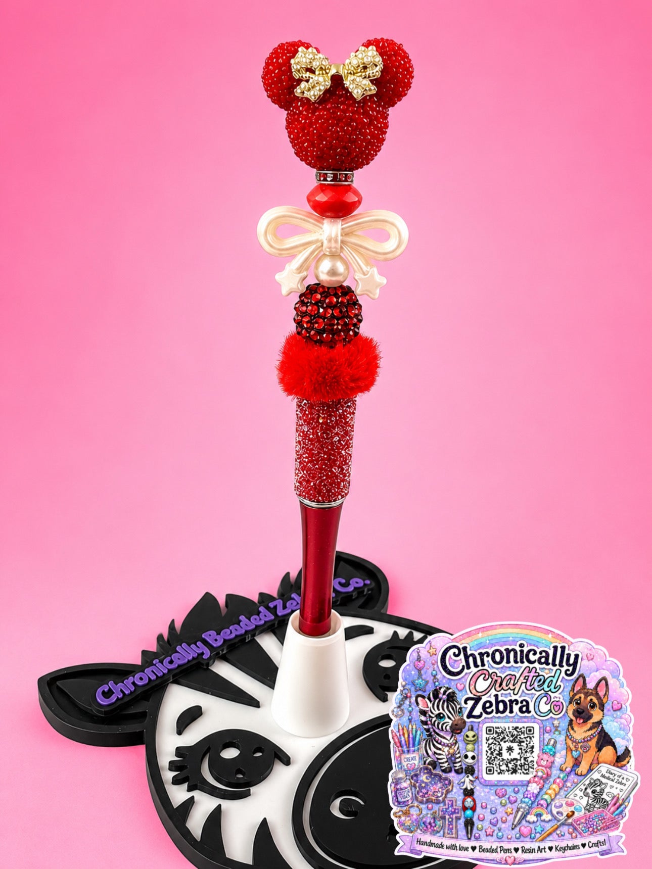 Sparkly Mouse Bow Beaded Pen | 5 Color Options