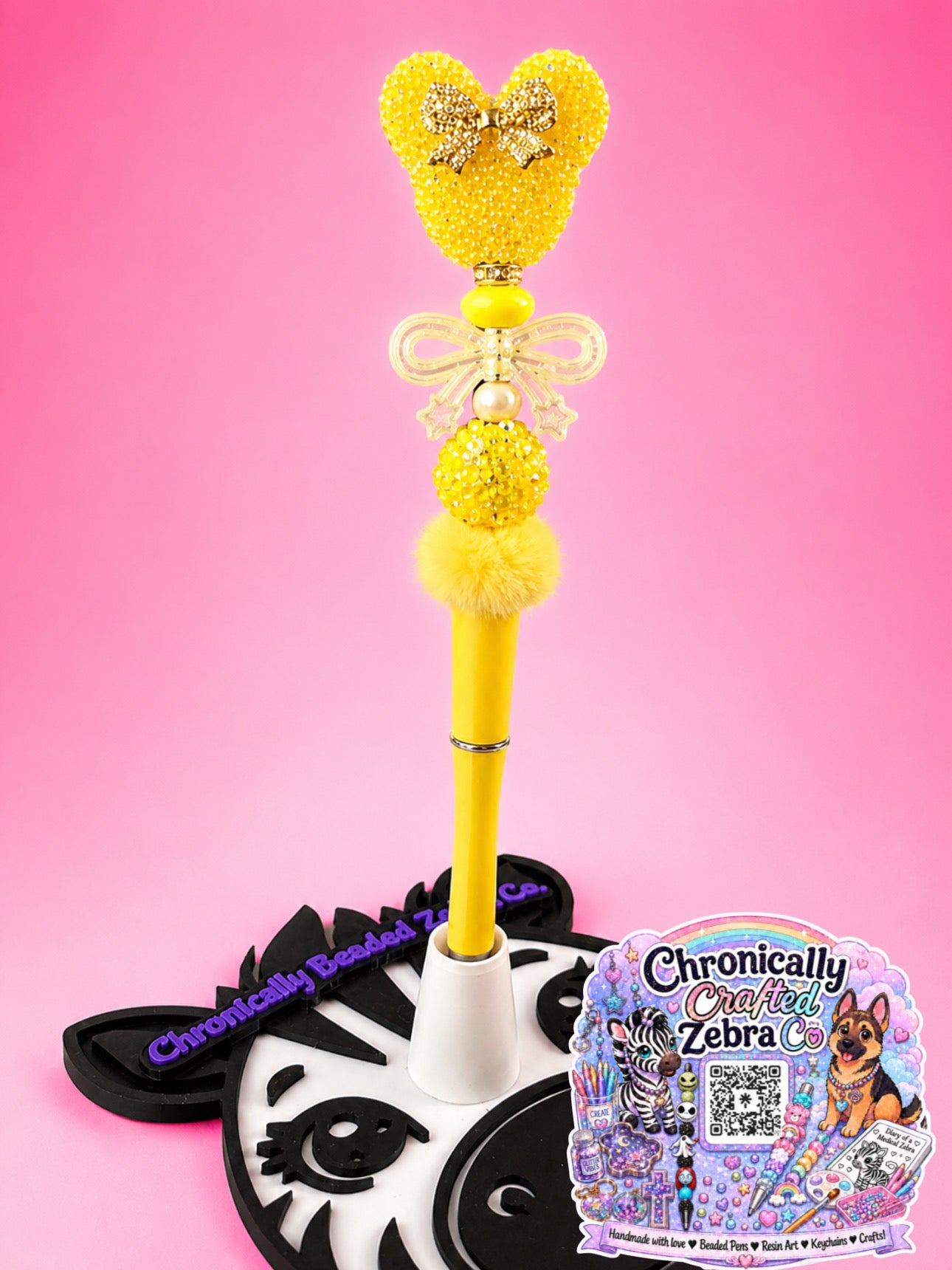 Sparkly Mouse Bow Beaded Pen | 5 Color Options